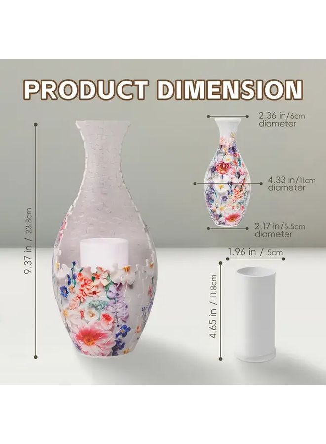 SH1689 فازة أحجية ثلاثية الأبعاد على شكل قرع - نموذج 3 - نقش وردي - 164 قطعة منحنية - ديكور للمنزل والمكتب - هدية - Image 2